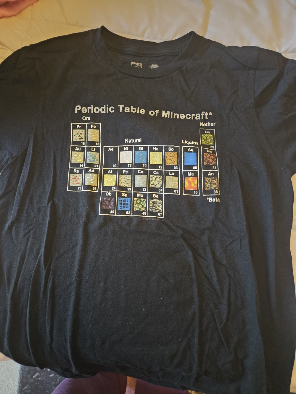 Youth Small Periodic Table of Minecraft Black Graphic Tee